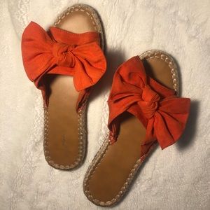 Knotted Bow Espadrille Orange Sandals (Size 9)
